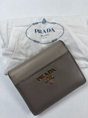 Prada Two-Tone Gray Saffiano Leather Bifold Wallet